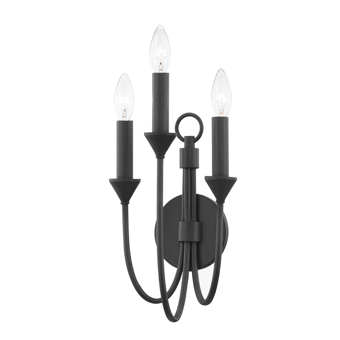 Troy B1003-FOR 3 Light Wall Sconce, Forged Iron