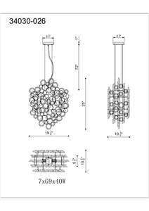 Eurofase 34030-011 Trento Chandelier, Champagne Silver