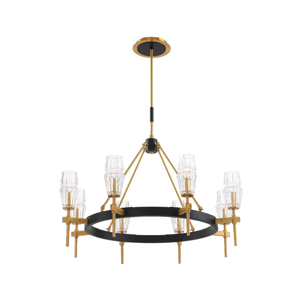 Eurofase 35940-012 Gladstone Chandelier, Antique Brass/Black