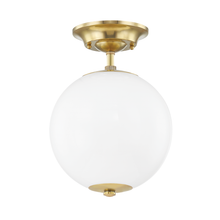 Load image into Gallery viewer, Hudson Valley MDS703-AGB 1 Light Semi Flush, Aged Brass