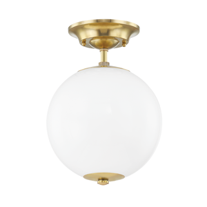 Hudson Valley MDS703-AGB 1 Light Semi Flush, Aged Brass