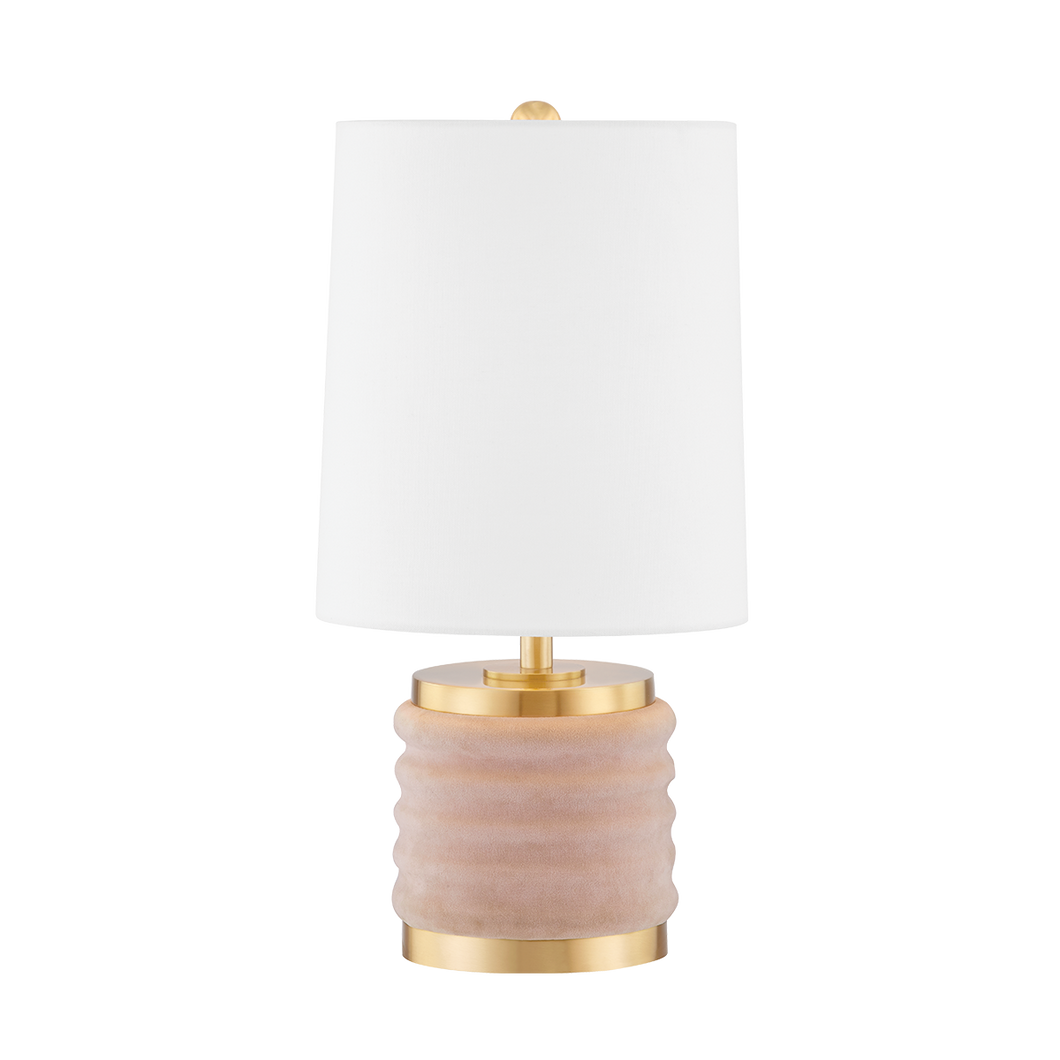 Mitzi HL561201-AGB/BLSH 1 Light Table Lamp, Aged Brass/Blush Combo