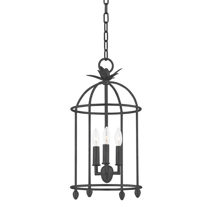 Troy F5712-BI 3 Light Pendant, Black Iron