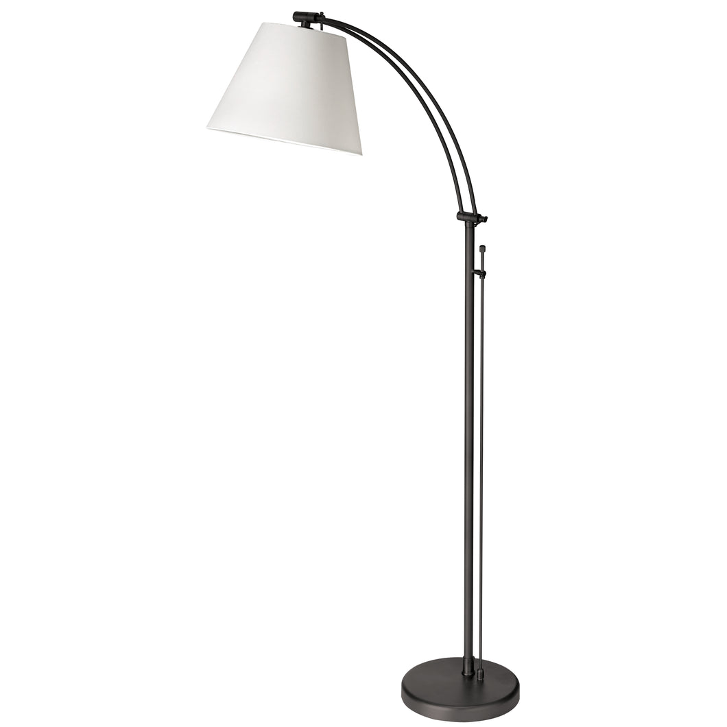 Dainolite DM2578-F-MB 1LT Incan Adjustable Floor Lamp, MB w/ WH Shade