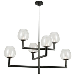 Dainolite NOR-326C-MB-CLR 6LT Chandelier,  MB w/ CLR Glass