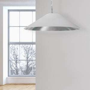 Dainolite PSY-L-PC-691 1LT Incandescent Pendant, PC w/ WH/SLV Shade