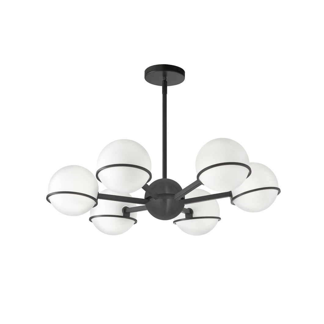 Dainolite SOF-286C-MB 6LT Halogen Chandelier, MB with WH Opal Glass