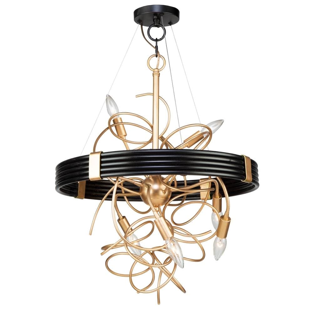 Artcraft AC11546VB Galaxy 6 Light Chandelier (Black & Brass)