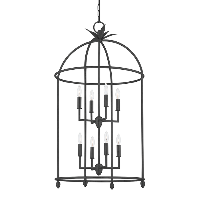 Troy F5724-BI 8 Light Pendant, Black Iron