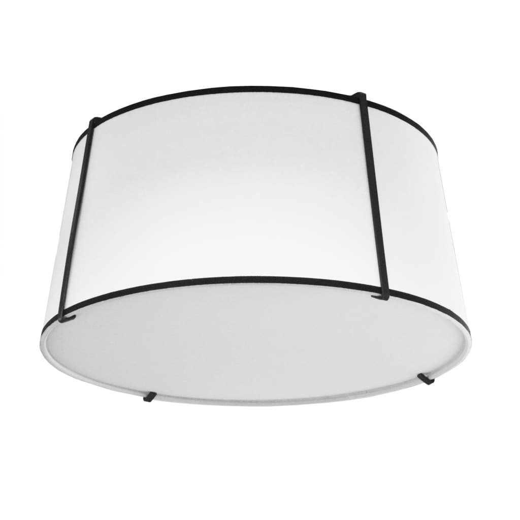 Local Lighting Dainolite TRA-3FH-BK-WH 3LT Trapezoid Flush-Mount Black White Shade w/Diff Flush Mount