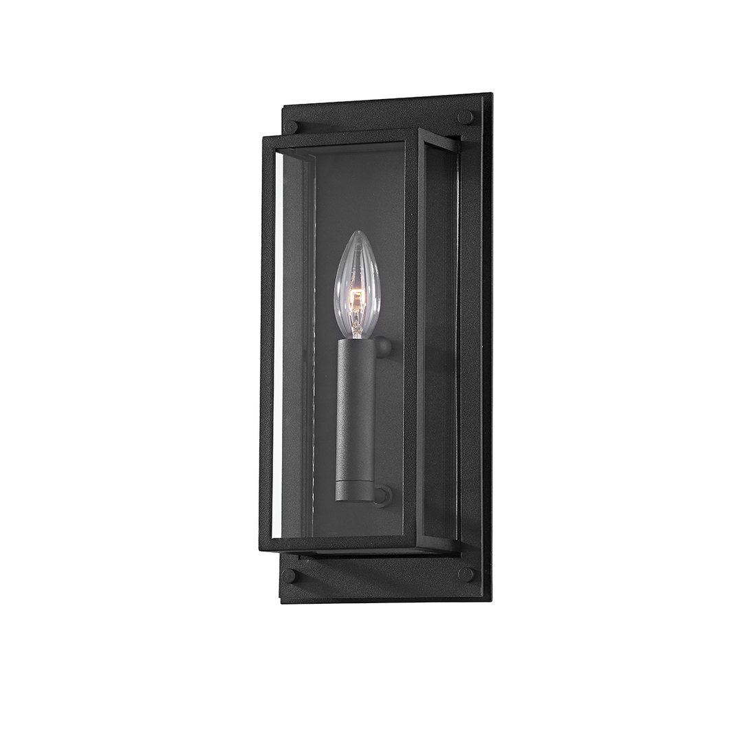 Troy B9101-TBK 1 Light Small Exterior Wall Sconce, Aluminum And Stainless Steel