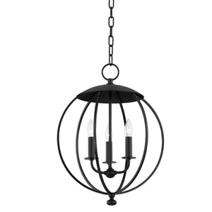 Hudson Valley-9117-Ai 3 Light Pendant Aged Iron - Chandelier